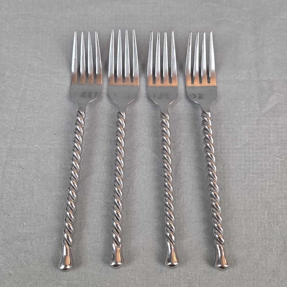 Gourmet Settings "Silver Tear" 18/10 Stainless Steel Flatware 4 Dinner Forks